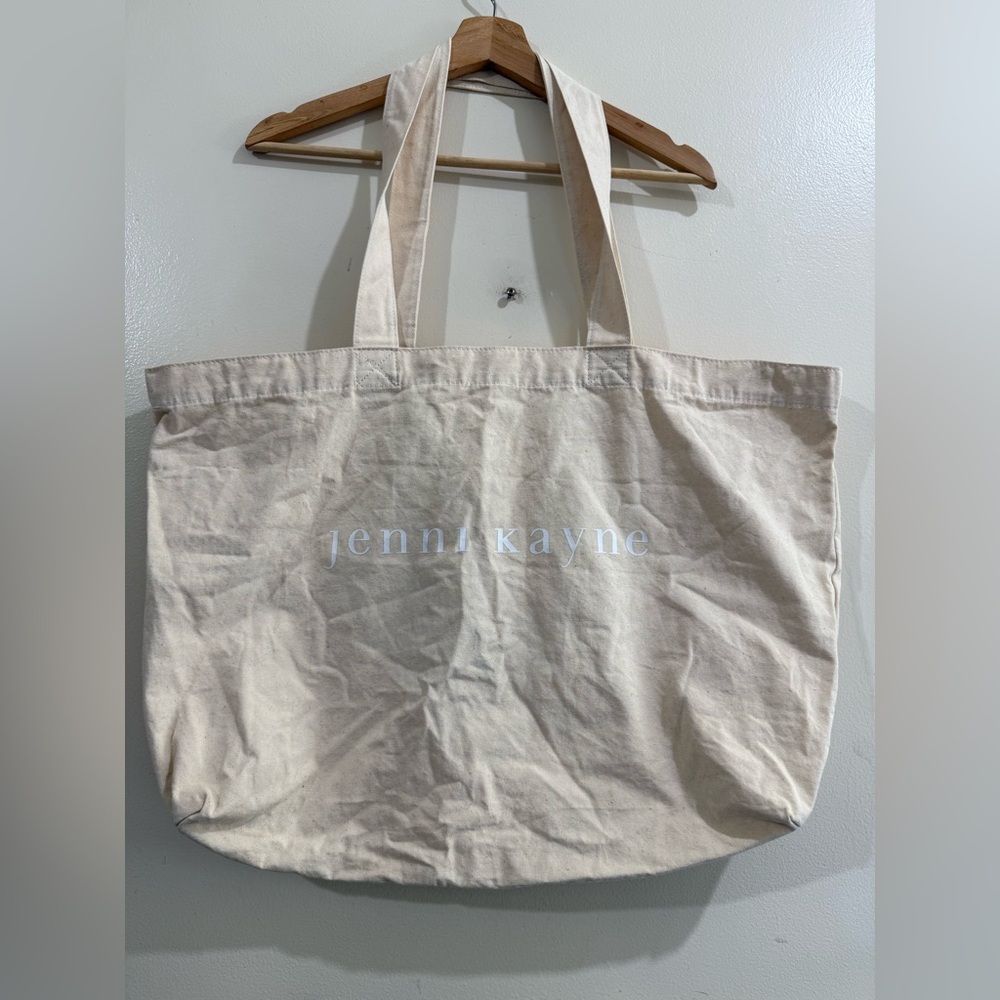 Jenni Kayne Natural Canvas Logo Tote in Cream